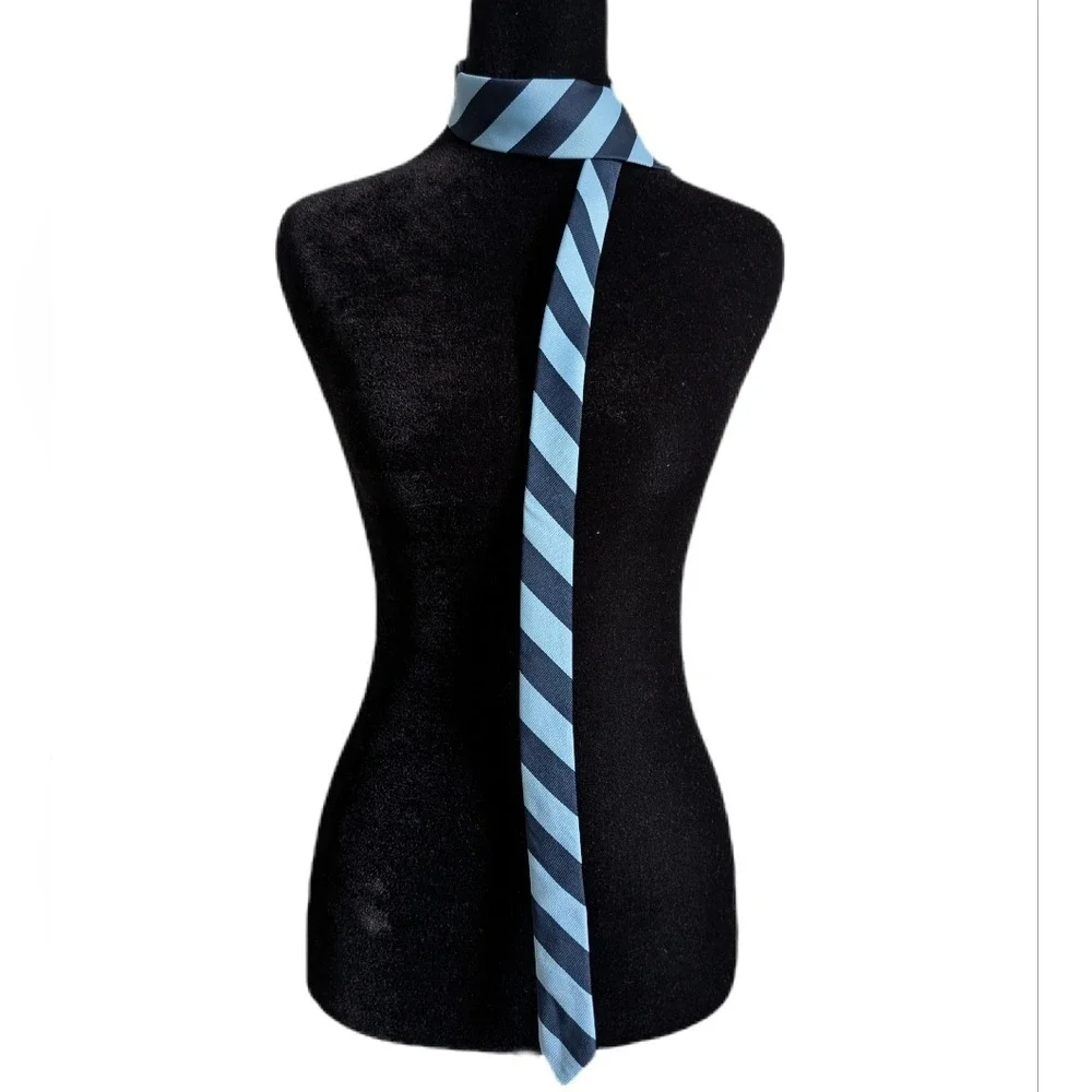 Vintage 80s Dark Academia Punk Indie Sleaze Ice Blue Stripe Suit Tie